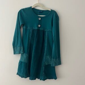 Turquoise corduroy long sleeve dress, size 7